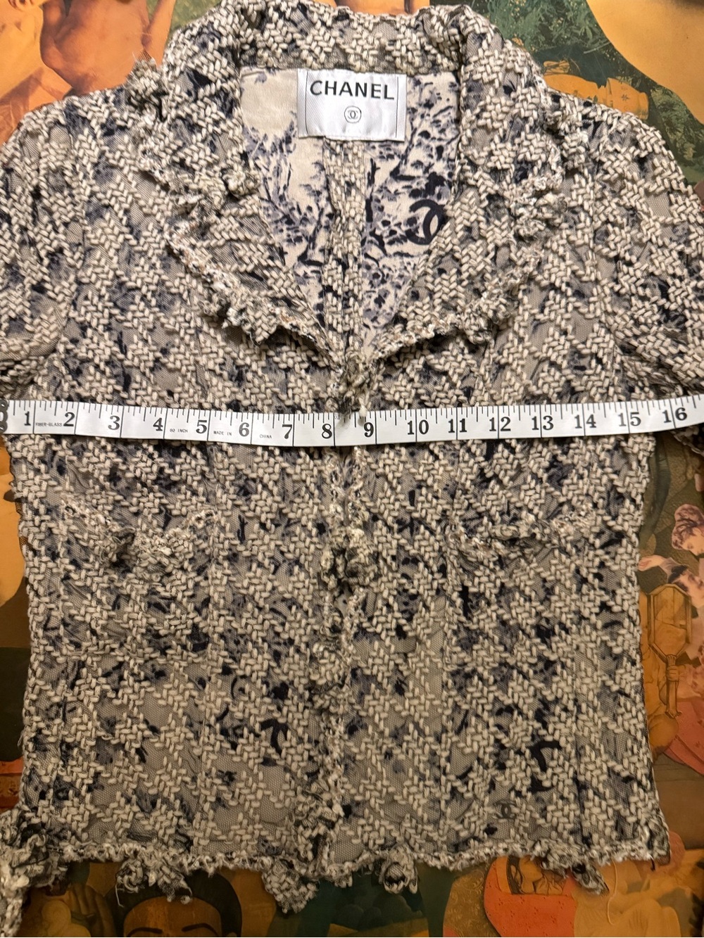 CHANEL Vintage Black & Beige Tweed Bouclé Jacket - Picture 10 of 15